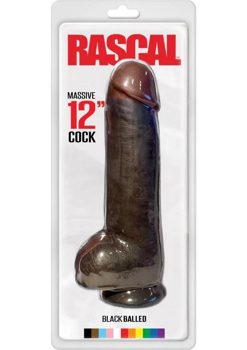 Rascal Chi Chi Larue's Black Balled Massive Cock Waterproof - Chocolate - 12in