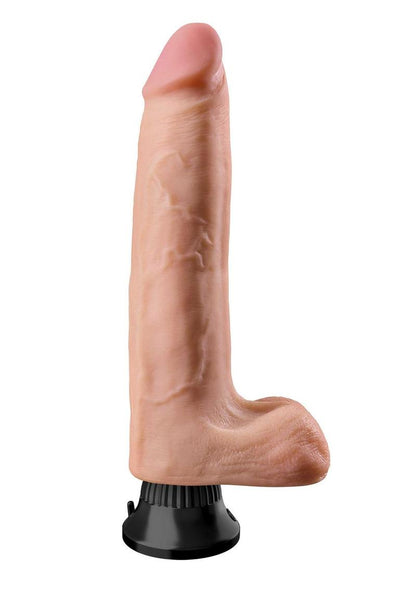 Real Feel Deluxe No. 10 Wallbanger Vibrating Dildo with Balls - Vanilla - 10in