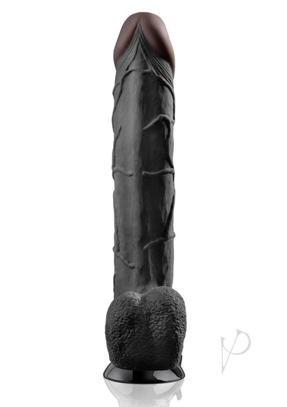 Real Feel Deluxe No. 12 Wallbanger Vibrating Dildo with Balls Waterproof - Black - 12in