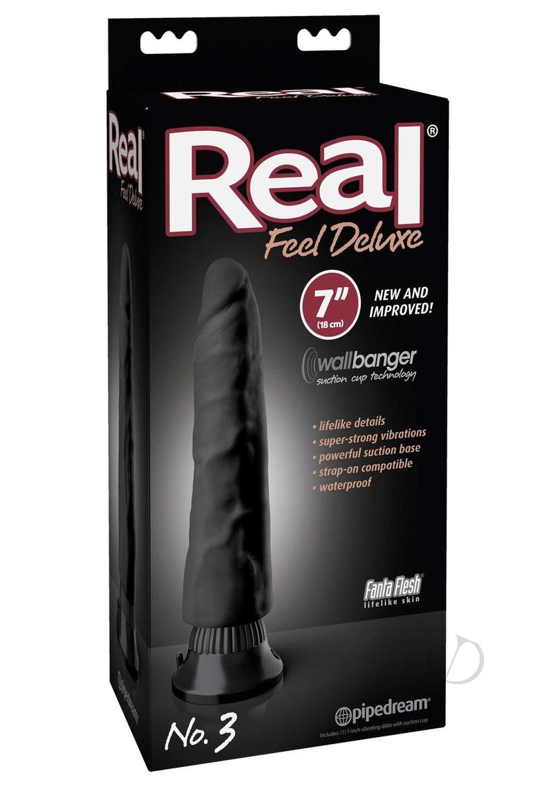 Real Feel Deluxe No. 3 Wallbanger Dildo - Black - 7in