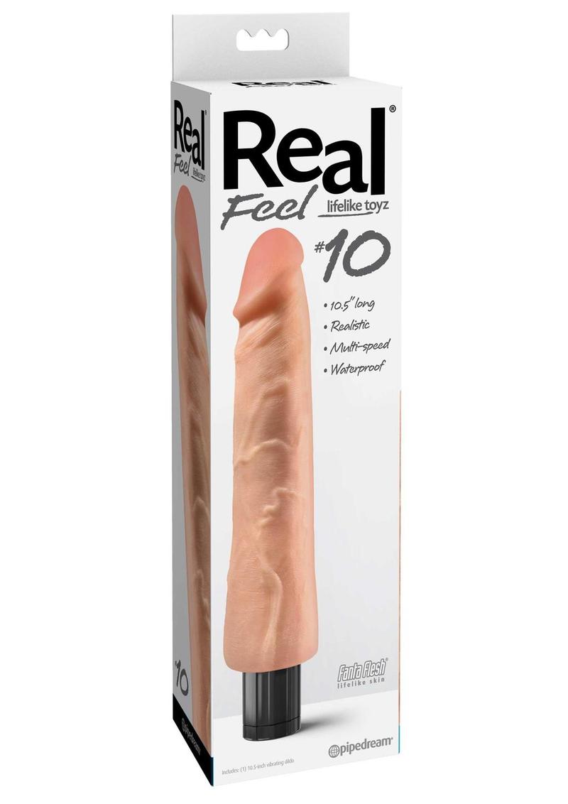 Real Feel Lifelike Toyz No. 10 Realistic Vibrating Dildo - Vanilla - 10in