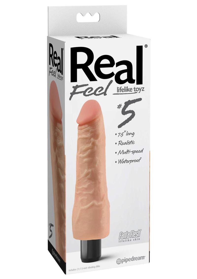 Real Feel Lifelike Toyz No. 5 Realistic Vibrating Dildo - Vanilla - 7.5in