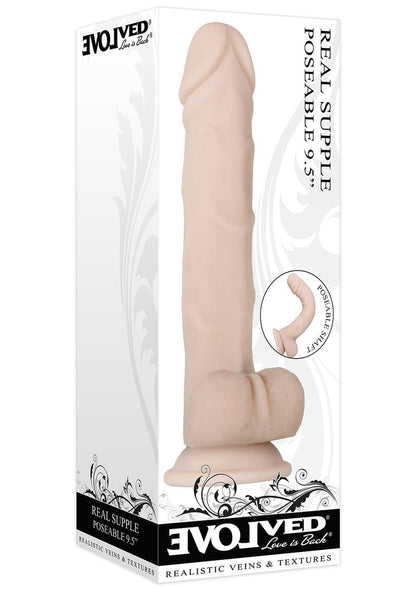 Real Supple Poseable Dildo with Balls - Vanilla - 9.5in