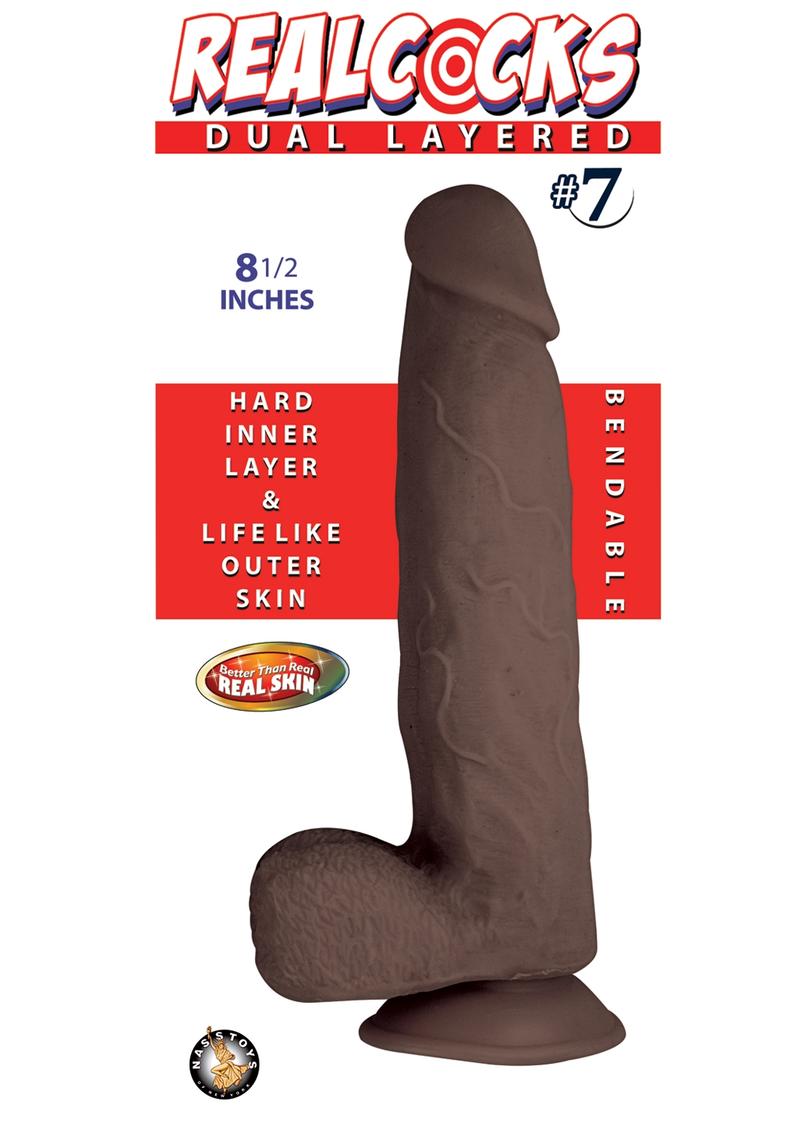 Realcocks Dual Layered #7 Bendable Dildo - Brown/Chocolate - 8.5in