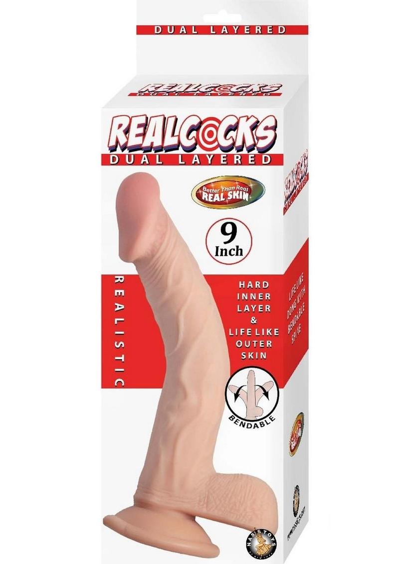 Realcocks Dual Layered Bendable Dildo - Vanilla - 9in