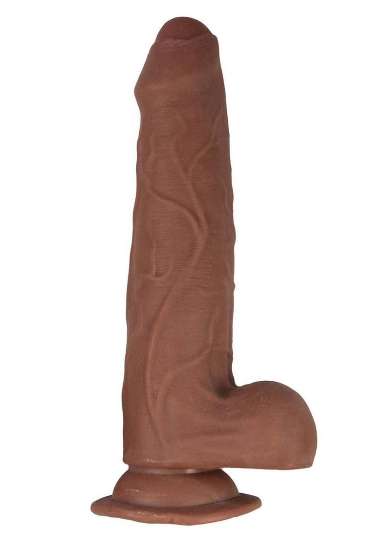 Realcocks Dual Layered Uncut Slider Thin Tip Dildo - Caramel - 8.5in