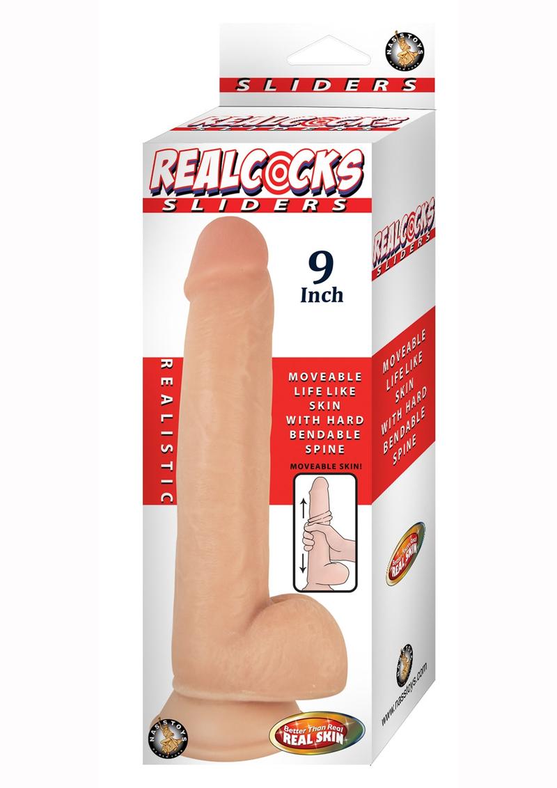 Realcocks Sliders Dildo with Balls - Vanilla - 9in