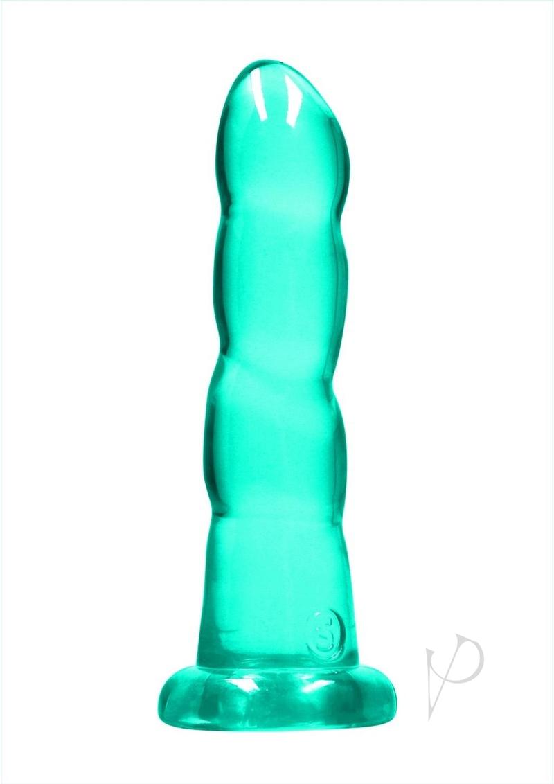 Realrock Crystal Clear Dildo with Suction Cup - Clear/Green - 7in