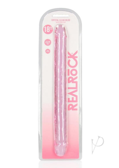 Realrock Crystal Clear Double Dong - Pink - 18in