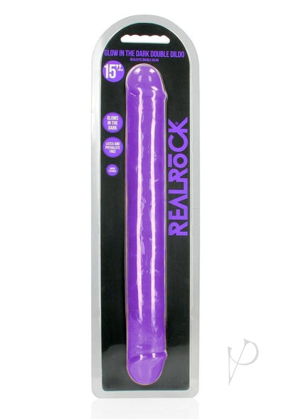 Realrock Double Dong Glow In The Dark Dildo - Purple - 15in