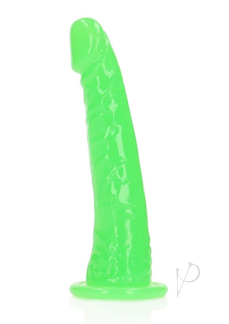 Realrock Slim Glow In The Dark Dildo with Suction Cup - Glow In The Dark/Green - 6in