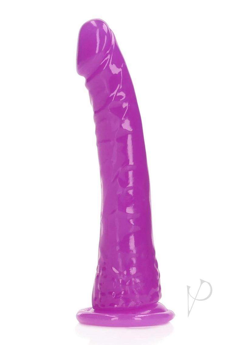 Realrock Slim Glow In The Dark Dildo with Suction Cup - Glow In The Dark/Purple - 6in