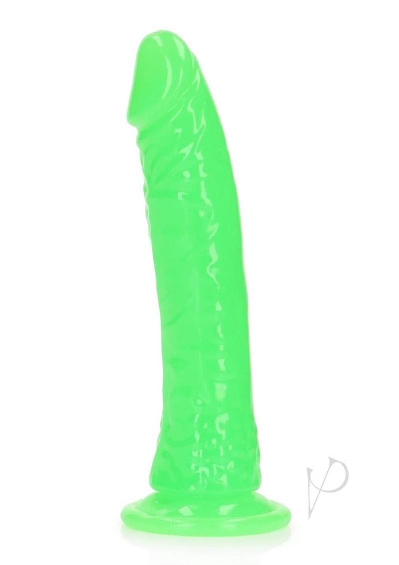 Realrock Slim Glow In The Dark Dildo with Suction Cup - Glow In The Dark/Green - 7in