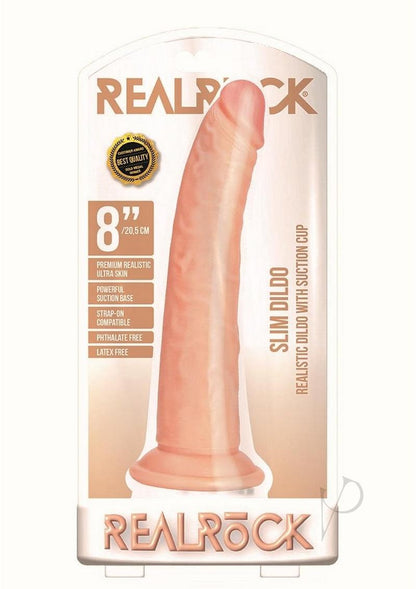 Realrock Slim Realistic Dildo with Suction Cup - Vanilla - 8in