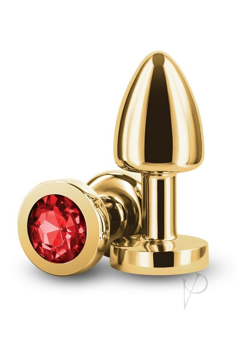 Rear Assets Aluminum Anal Plug - Petite - Gold/Metal/Red - XSmall