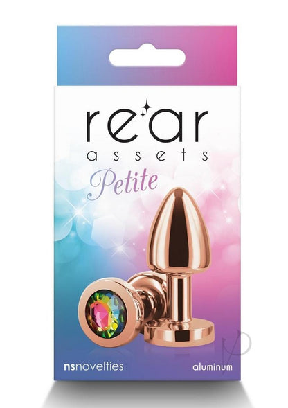 Rear Assets Aluminum Anal Plug - Petite - Metal/Multicolor/Rainbow/Rose Gold - XSmall