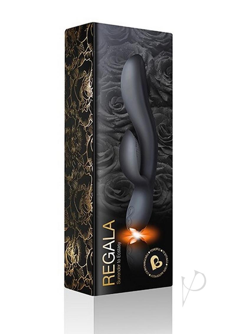 Regala Rechargeable Silicone Rabbit Vibrator - Black