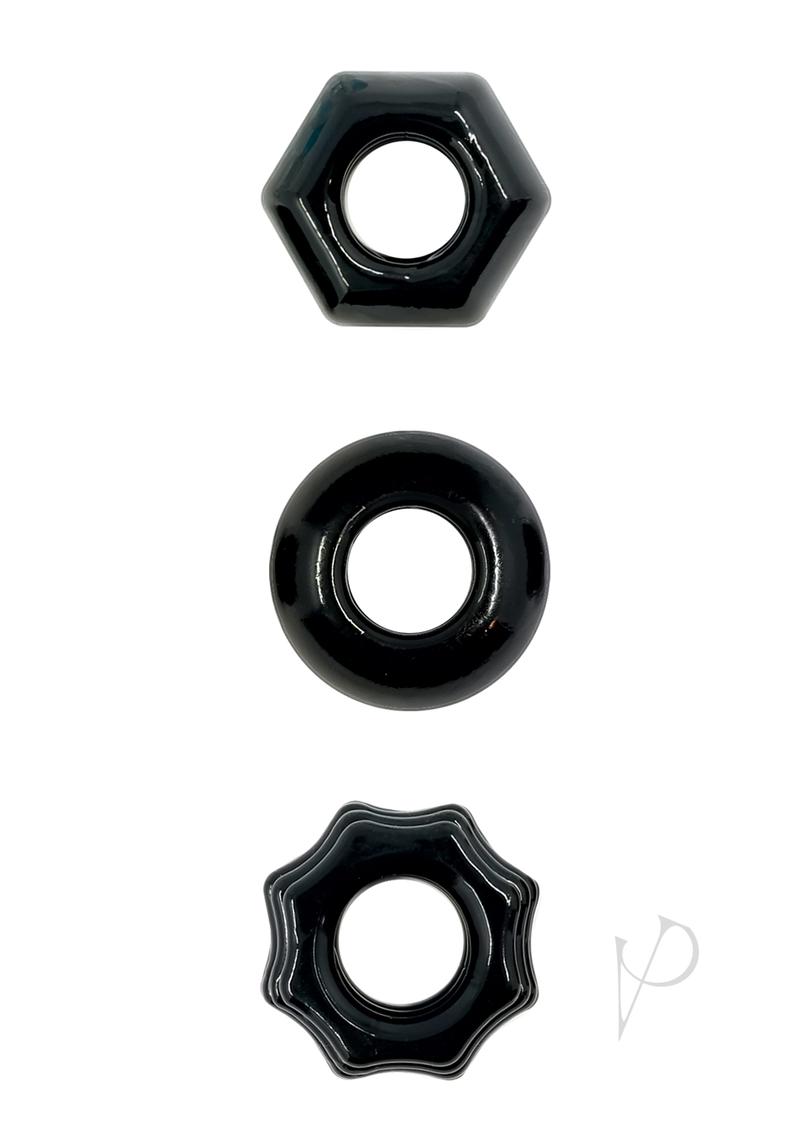 Renegade Chubbies Super Stretchable Cock Rings - Black - Set Of 3