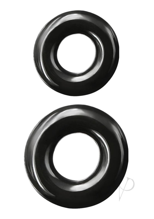 Renegade Double Stack Super Stretchable Cock Rings - Black - Set Of 2