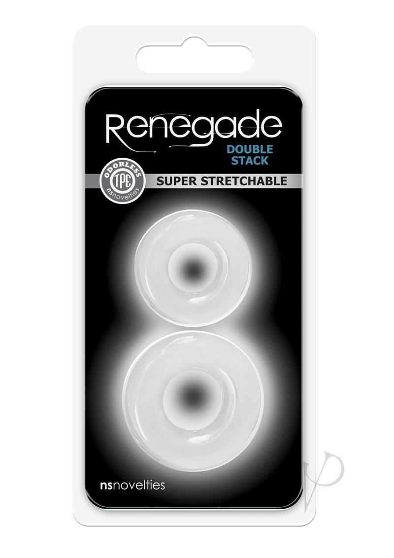 Renegade Double Stack Super Stretchable Cock Rings - Clear - Set Of 2