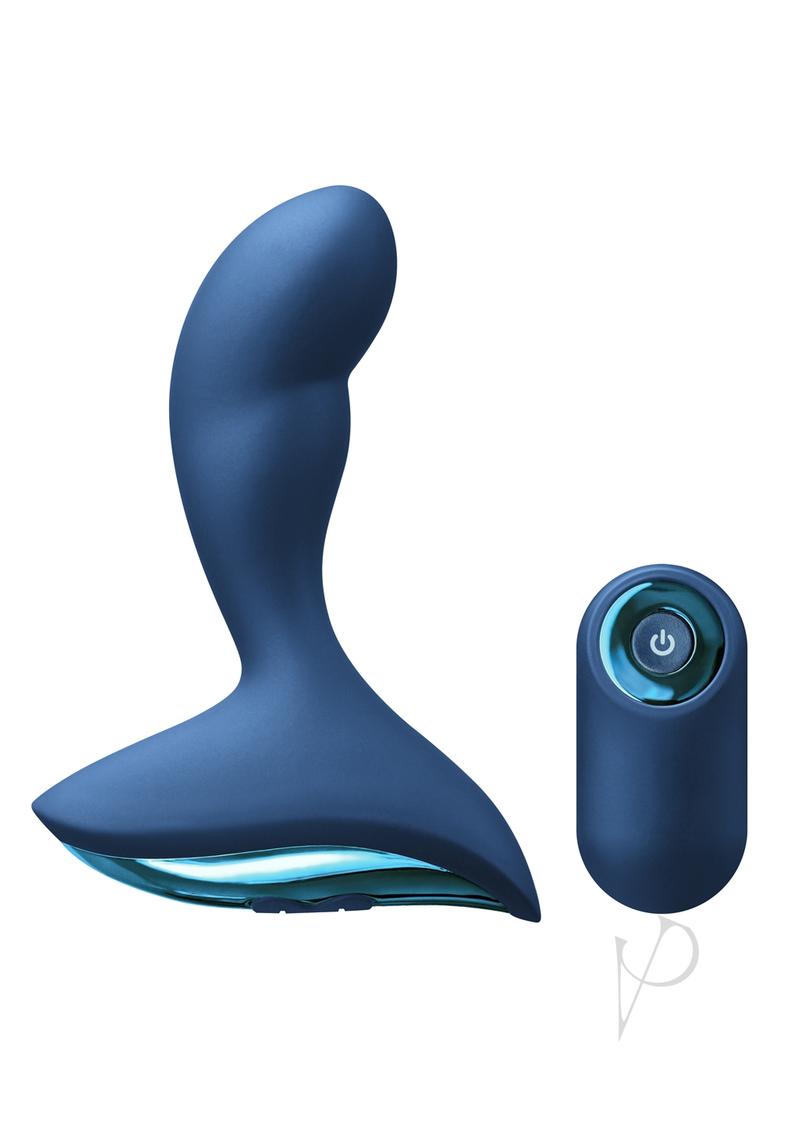 Renegade Mach 2 Rechargeable Silicone Vibrating Prostate Stimulator with Remote Control - Blue