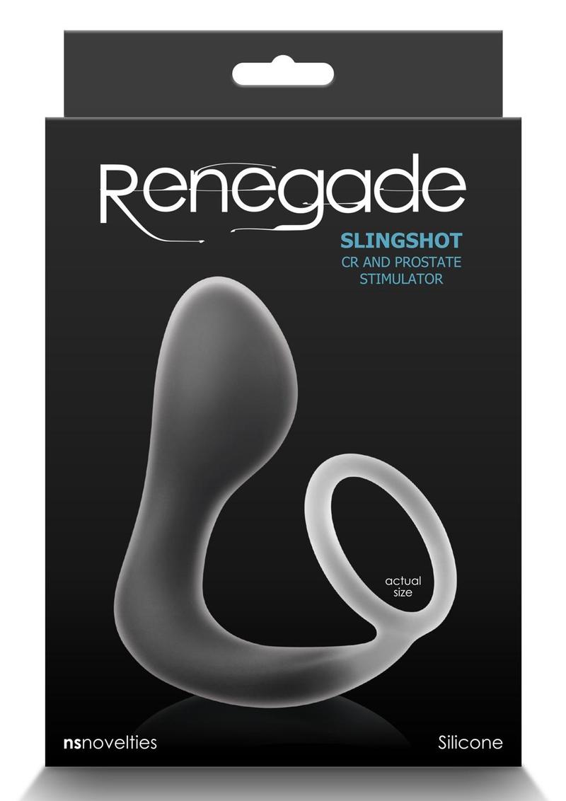 Renegade Slingshot Silicone Cock Ring and Prostate Plug - Black