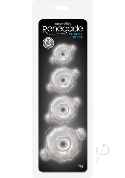 Renegade Vitality Cock Ring Kit - Clear - 4 Per Set