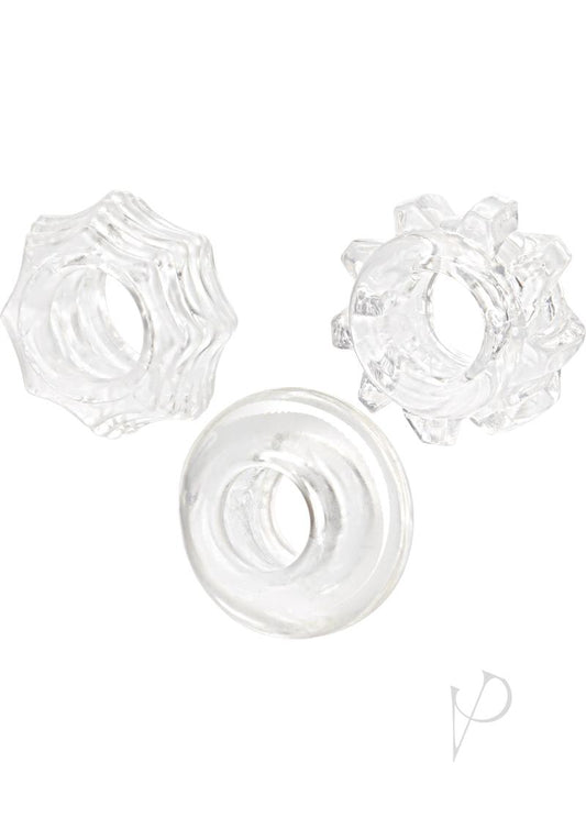 Reversible Ring Set Silicone Cock Ring - Clear - 3 Piece Set