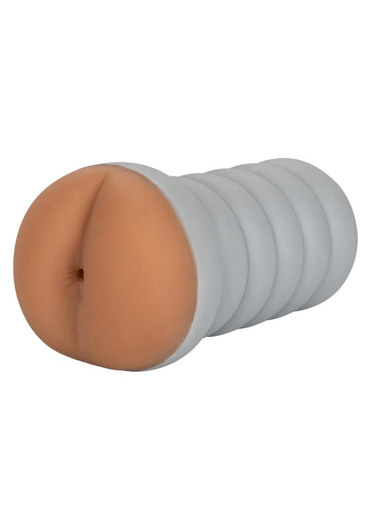 Ribbed Gripper Tight Ass Dual Dense Textured Masturbator Stroker - Brown - 6in