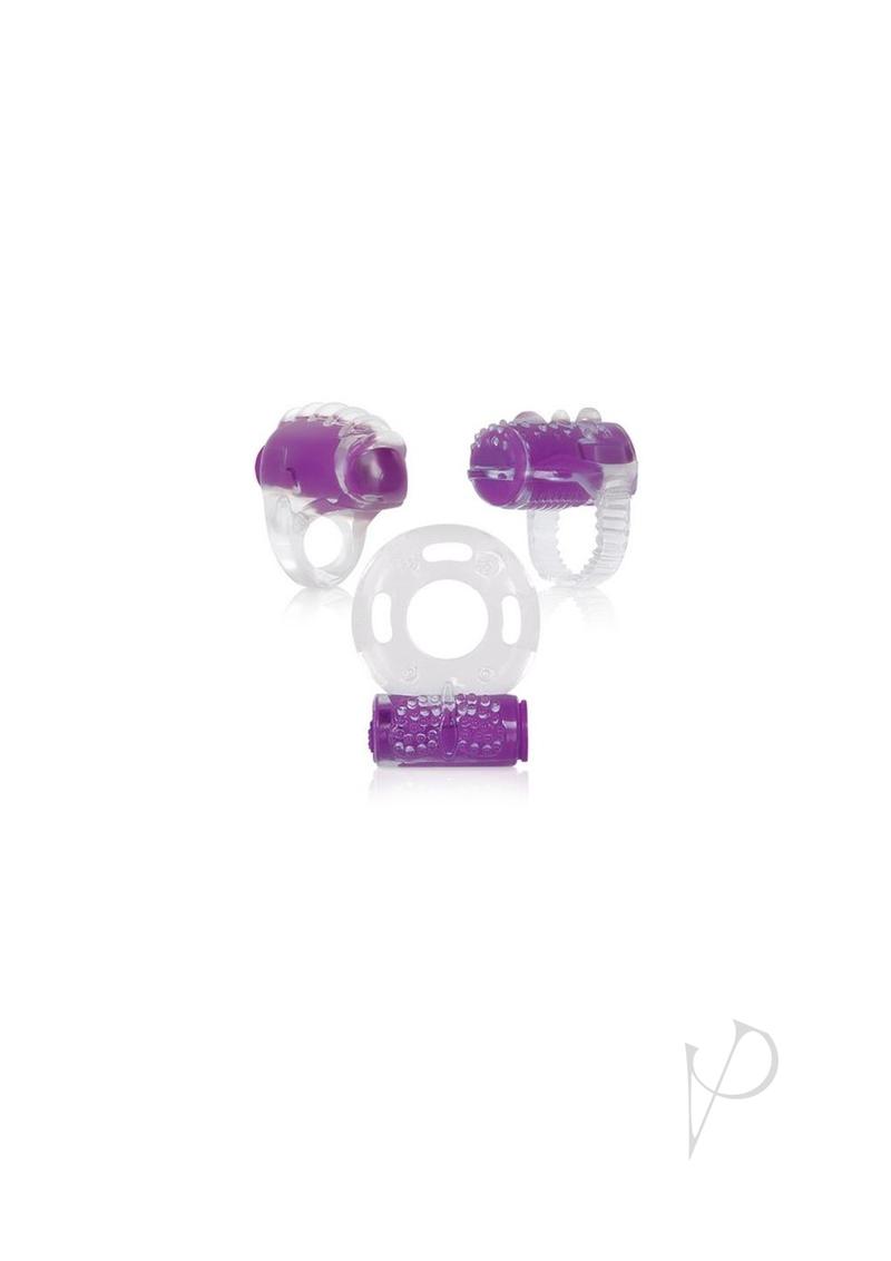 Ring True Cock Ring - Clear/Purple - Set