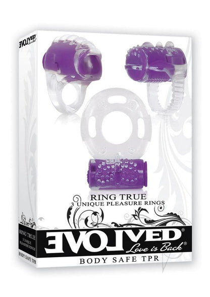 Ring True Cock Ring - Clear/Purple - Set