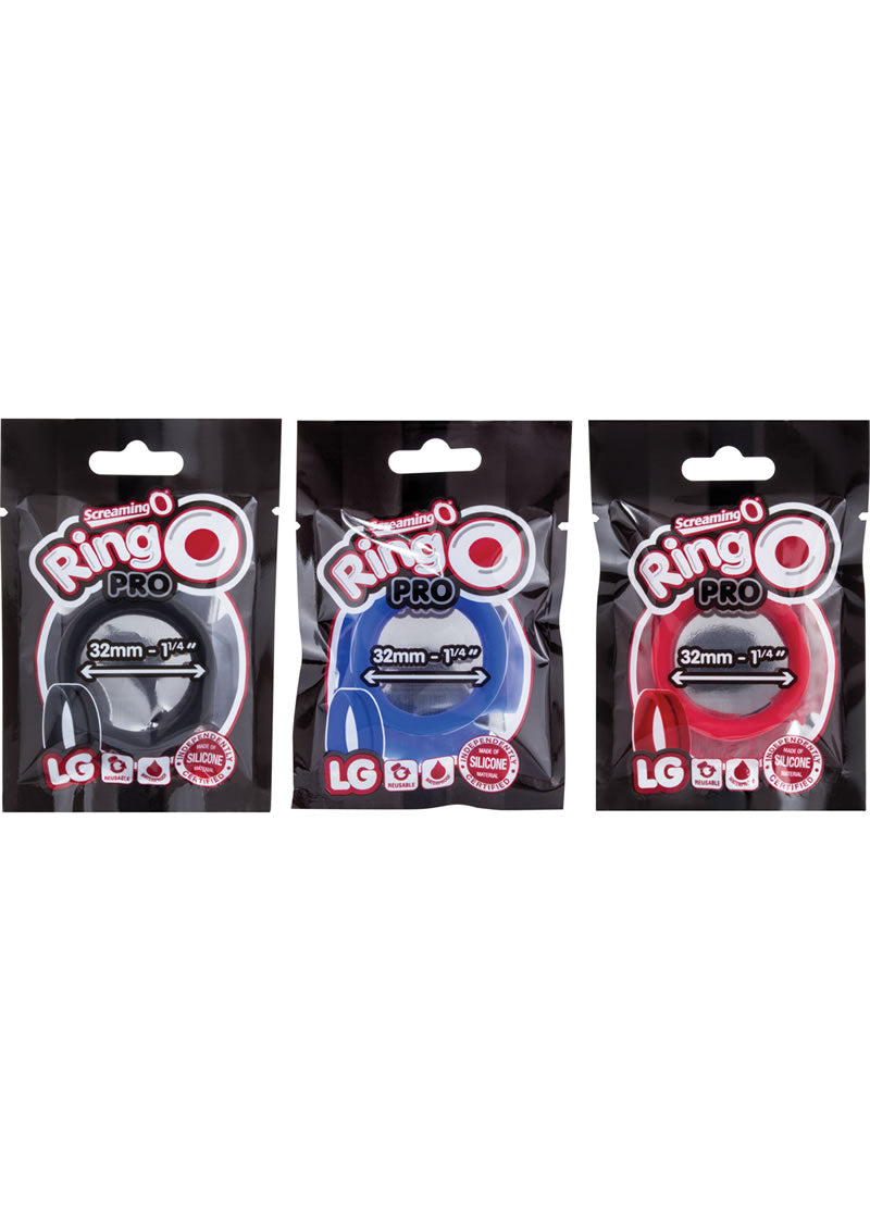 Ringo Pro Large Silicone Cock Rings Waterproof - Assorted Colors - Large - 12 Per Box