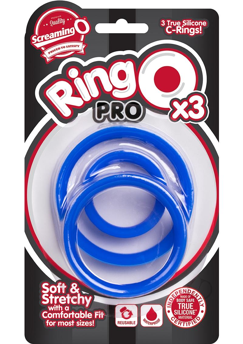 Ringo Pro X3 Silicone Cock Rings Set Waterproof - Blue - 3 Piece/Pack