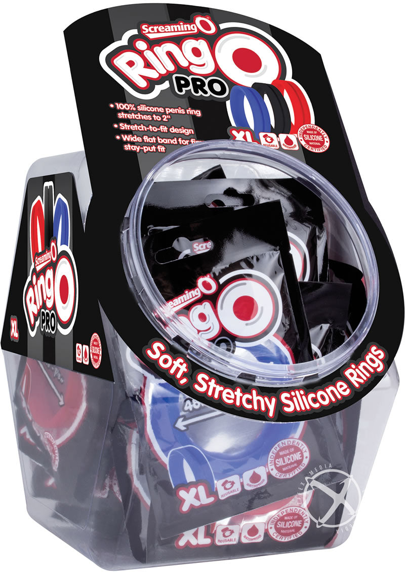 Ringo Pro Xtra-Large Silicone Cock Rings Waterproof - Assorted Colors - XLarge - 24 Piece/Bowl