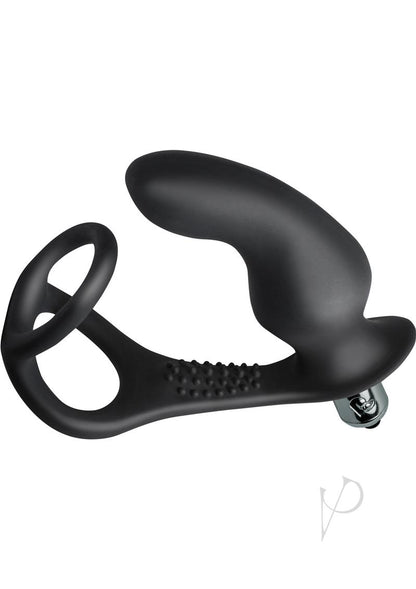 RO-Zen Pro Rechargeable Silicone Cock Ring with Vibrating Butt Plug - Black