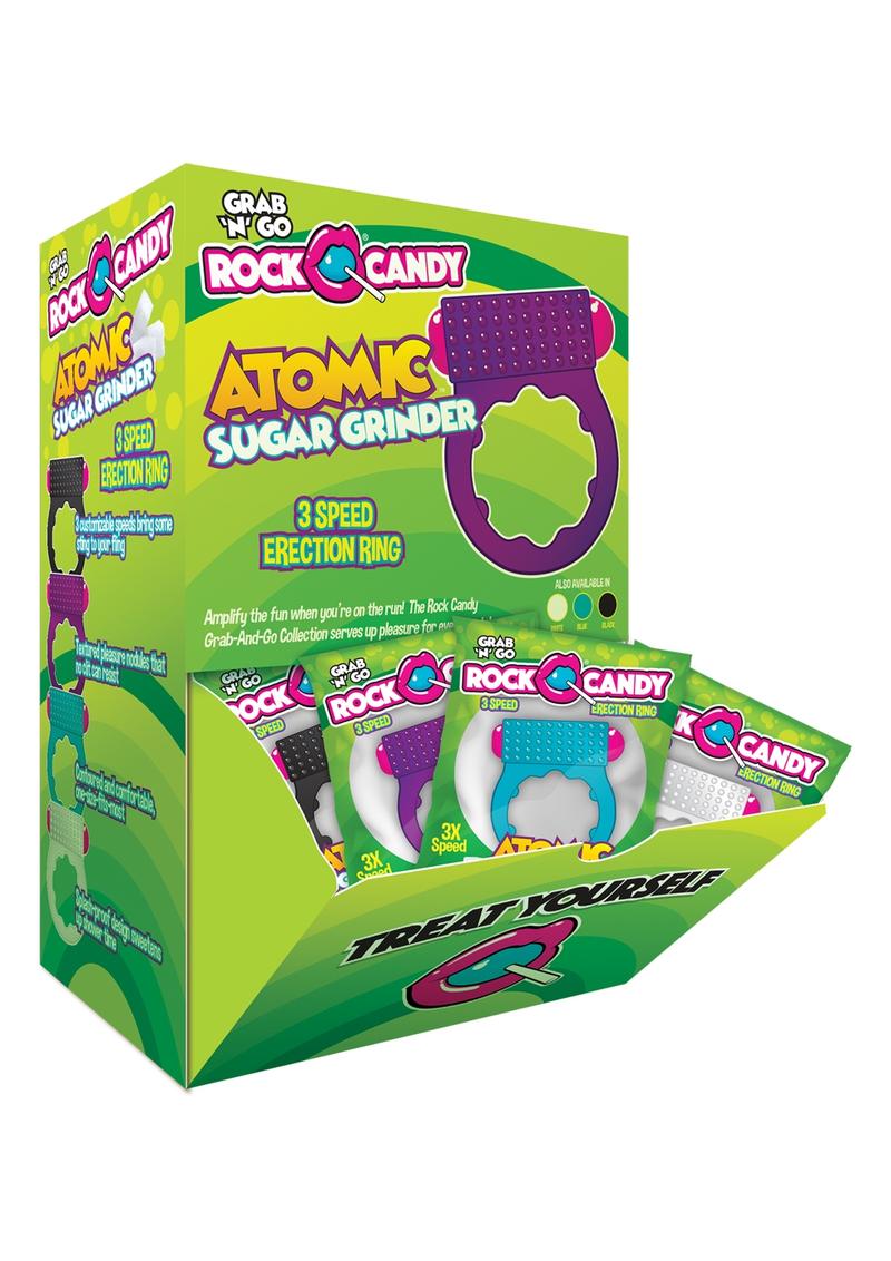 Rock Candy Atomic Sugar Grinder Vibrating Cock Rings - Assorted Colors - 24 Per Display/Display