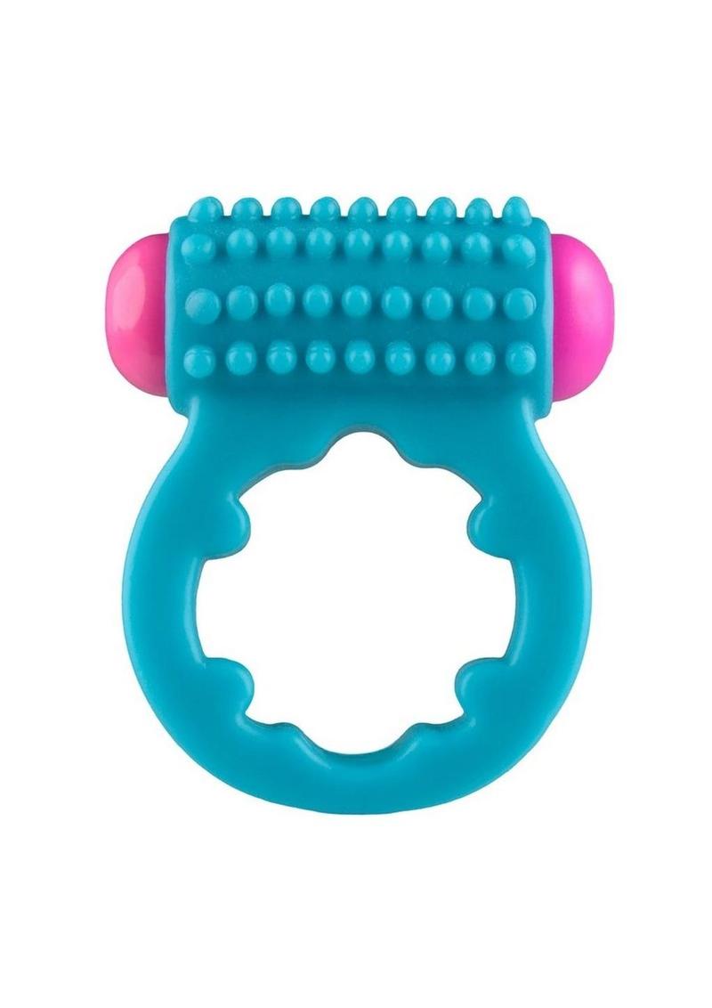 Rock Candy Sugar Buzz Vibrating Cock Ring - Blue