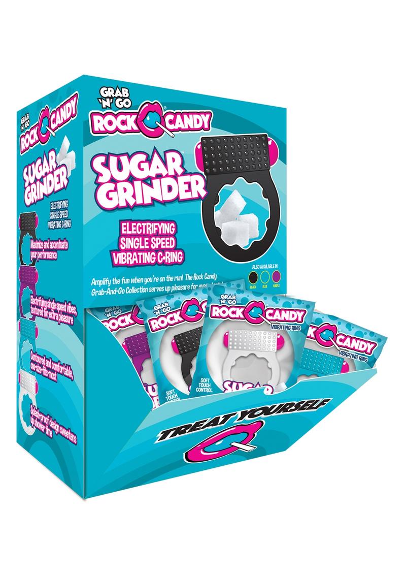 Rock Candy Sugar Grinder Vibrating Cock Rings - Assorted Colors - 24 Per Display/Display