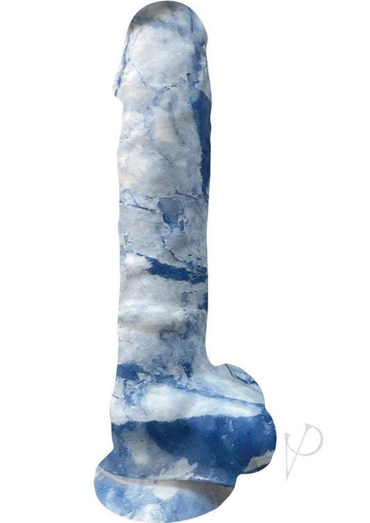 Rock Cocks Zeus Silicone Dildo - Blue/White - 7in