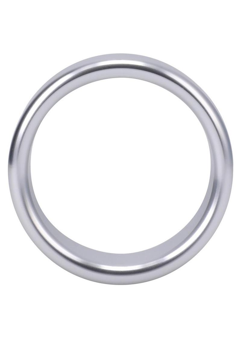 Rock Solid Brushed Alloy Aluminum Cock Ring - Metal/Silver - Medium