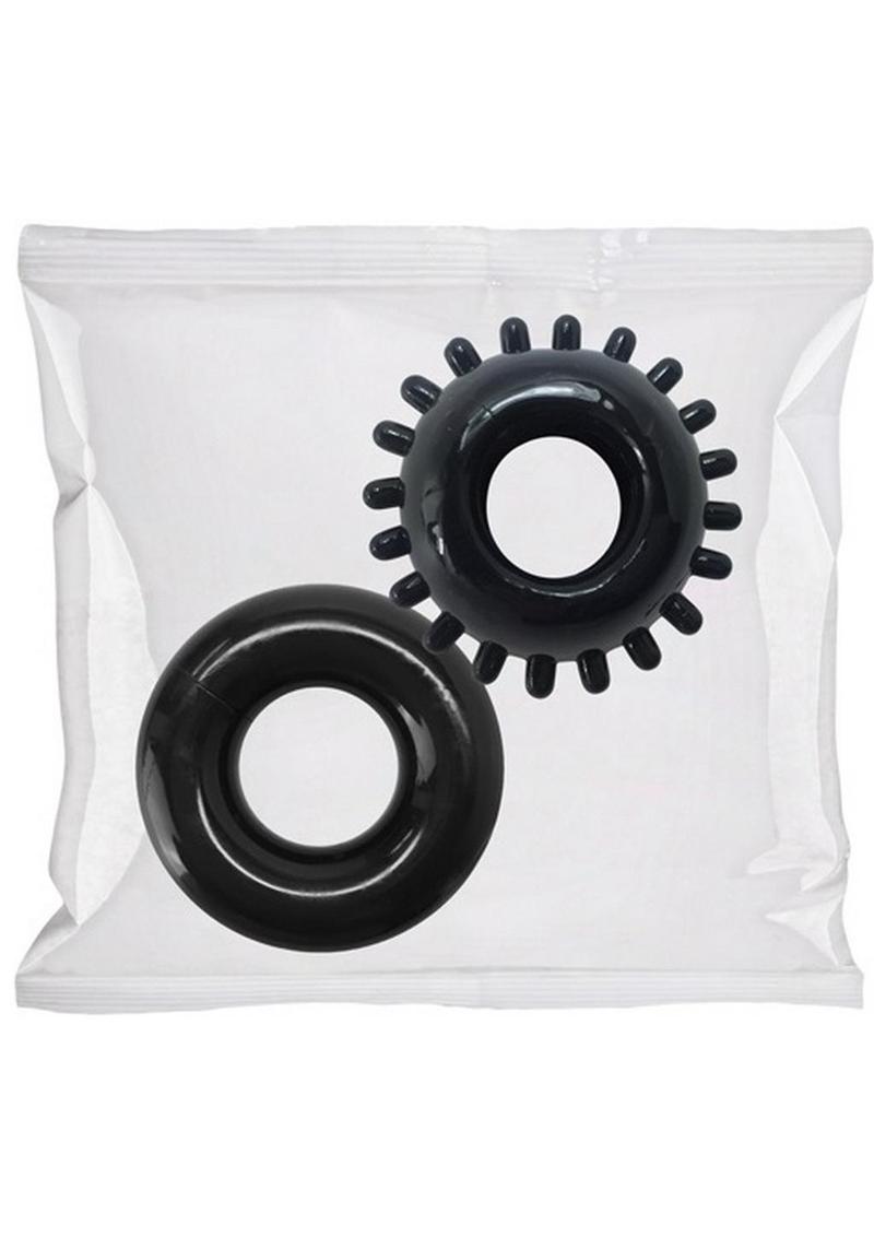 Rock Solid Cock Ring Set 2-Pack Bulk Refill - Black - 50 Piece