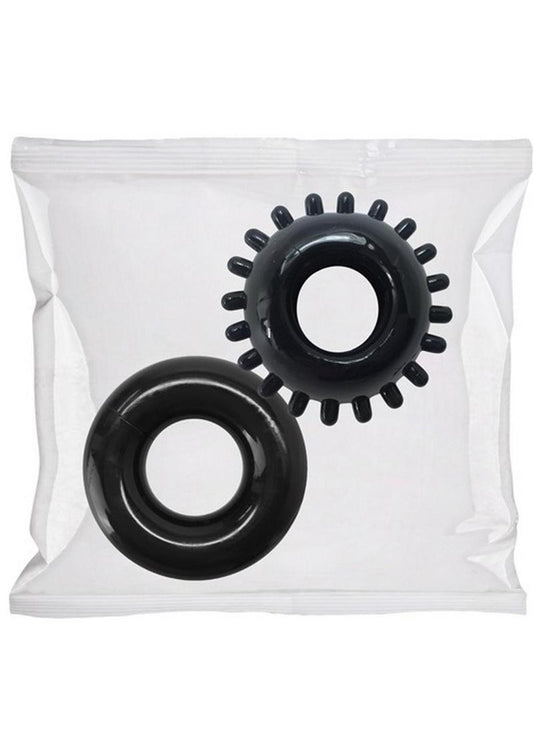 Rock Solid Cock Ring Set 2-Pack Bulk Refill - Black - 50 Piece