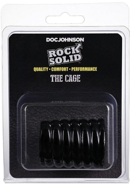 Rock Solid The Cage Textured Cock Ring - Black