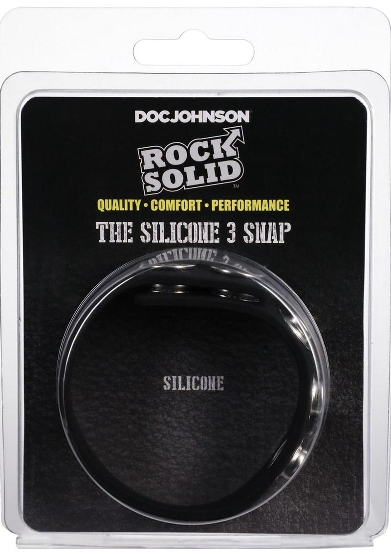 Rock Solid The Silicone 5 Snap Adjustable Cock Ring - Black