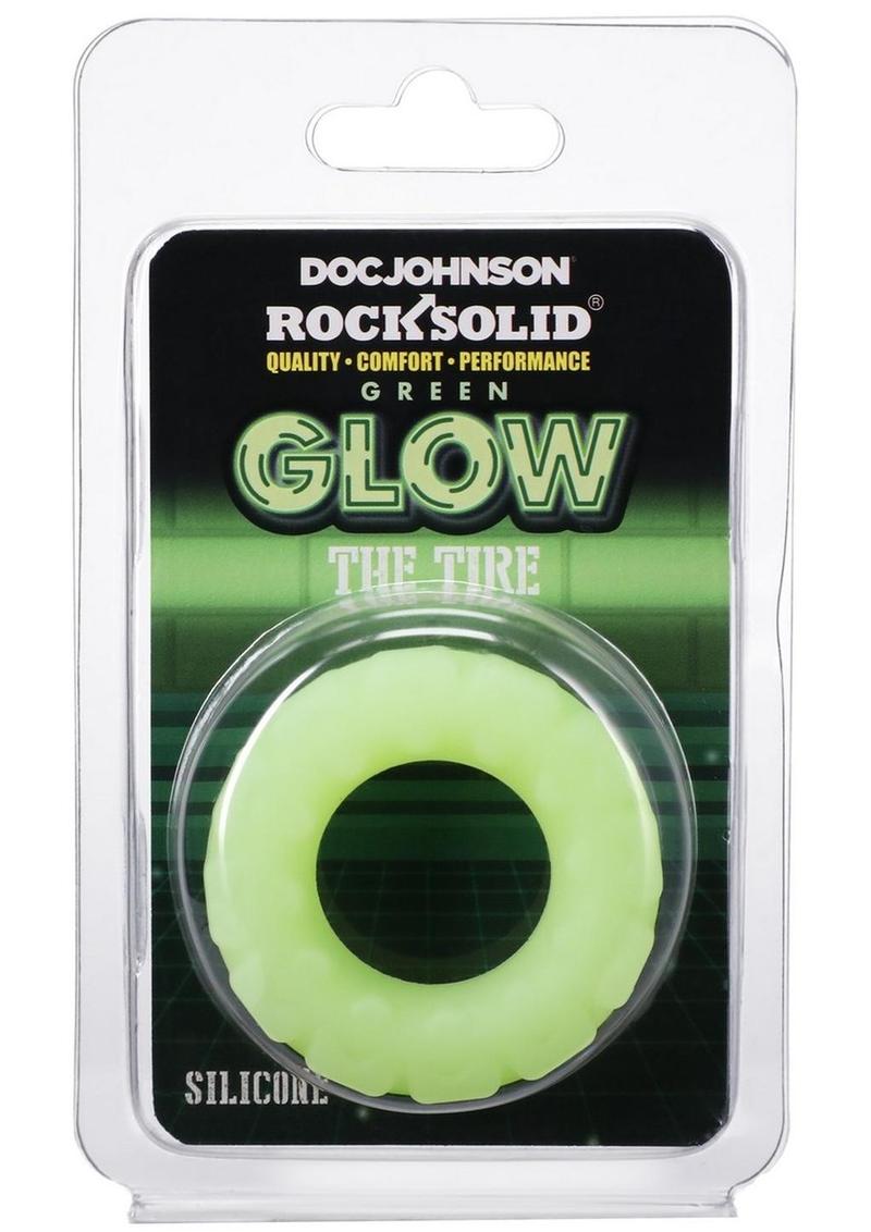 Rock Solid The Tire Silicone Glow In The Dark Cock Ring - Glow In The Dark/Green