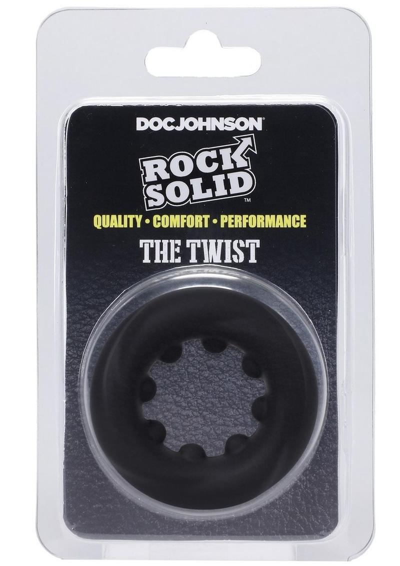 Rock Solid The Twist Silicone Cock Ring - Black