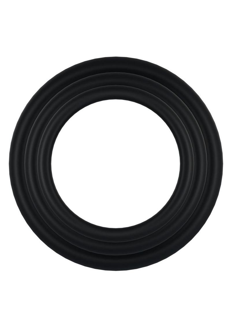 Rock Solid Tri-Pack Rubber Gasket Cock Ring - Black