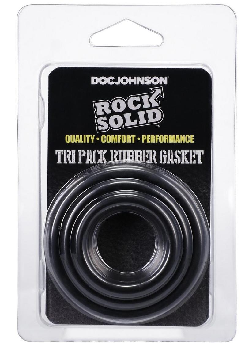 Rock Solid Tri-Pack Rubber Gasket Cock Ring - Black