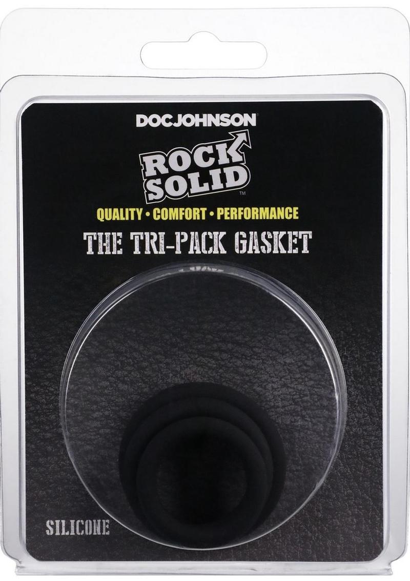 Rock Solid Tri-Pack Silicone Gasket Cock Ring - Black