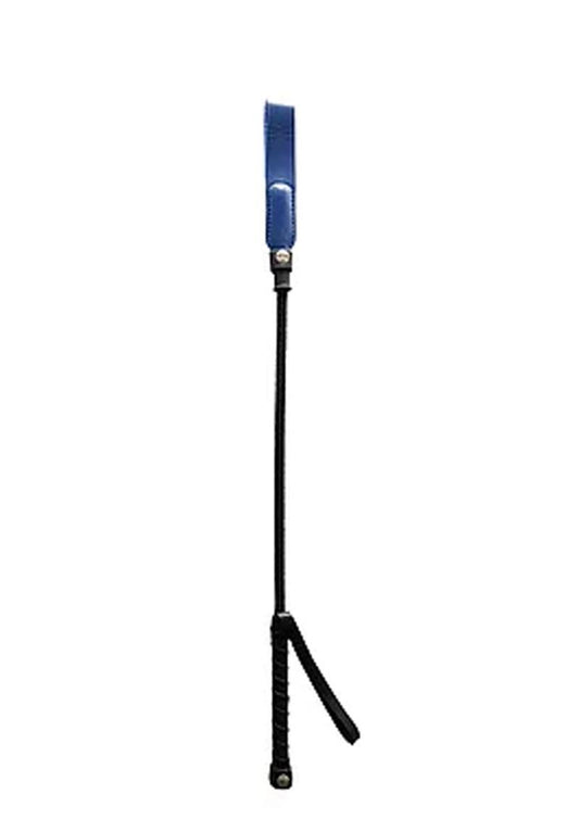 Rouge Leather Short Riding Crop with Slim Tip - Blue